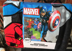 Marvel Avengers Captain America Hulk Black Panther Iron Man Oversized Plush Throw 59 x 78 inches