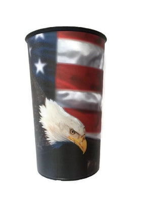 Military Veterans American Patriotic Party Bundle USA Flag Eagle Koozie, Plate, Decal etc.